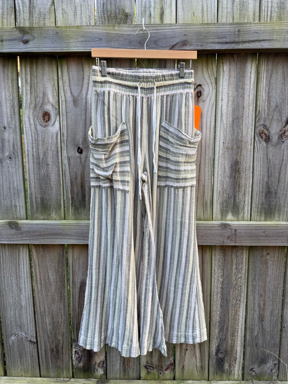 Free People Striped Wide-Leg Pocket Pants | Slouchy Boho